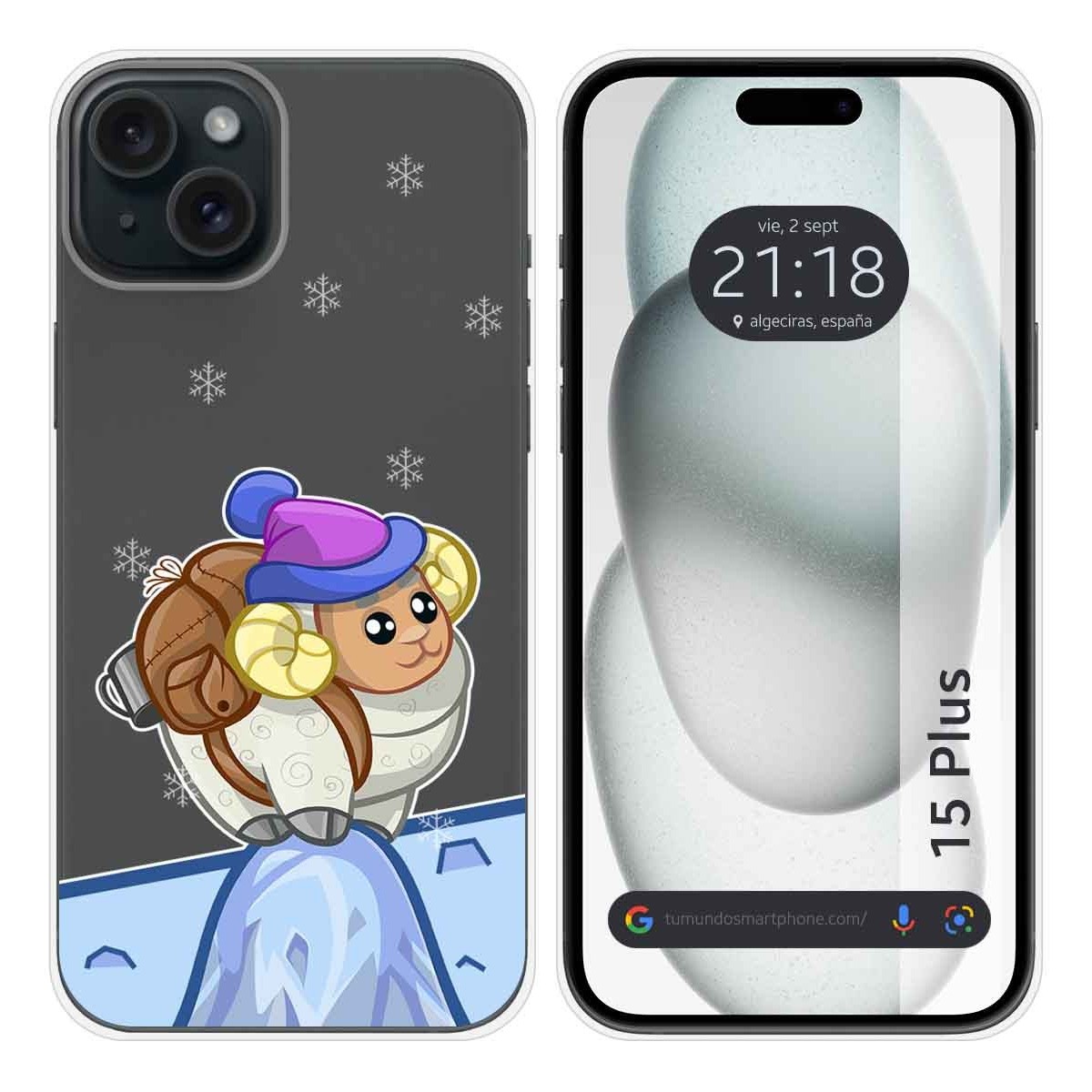 Funda Silicona Transparente compatible con IPhone 15 Plus (6.7) diseño Cabra Dibujos