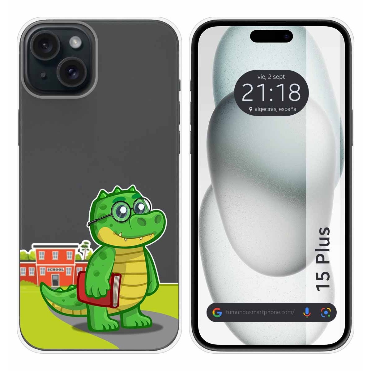 Funda Silicona Transparente compatible con IPhone 15 Plus (6.7) diseño Coco Dibujos