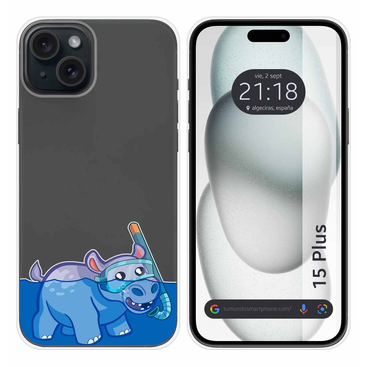Funda Silicona Transparente compatible con IPhone 15 Plus (6.7) diseño Hipo Dibujos