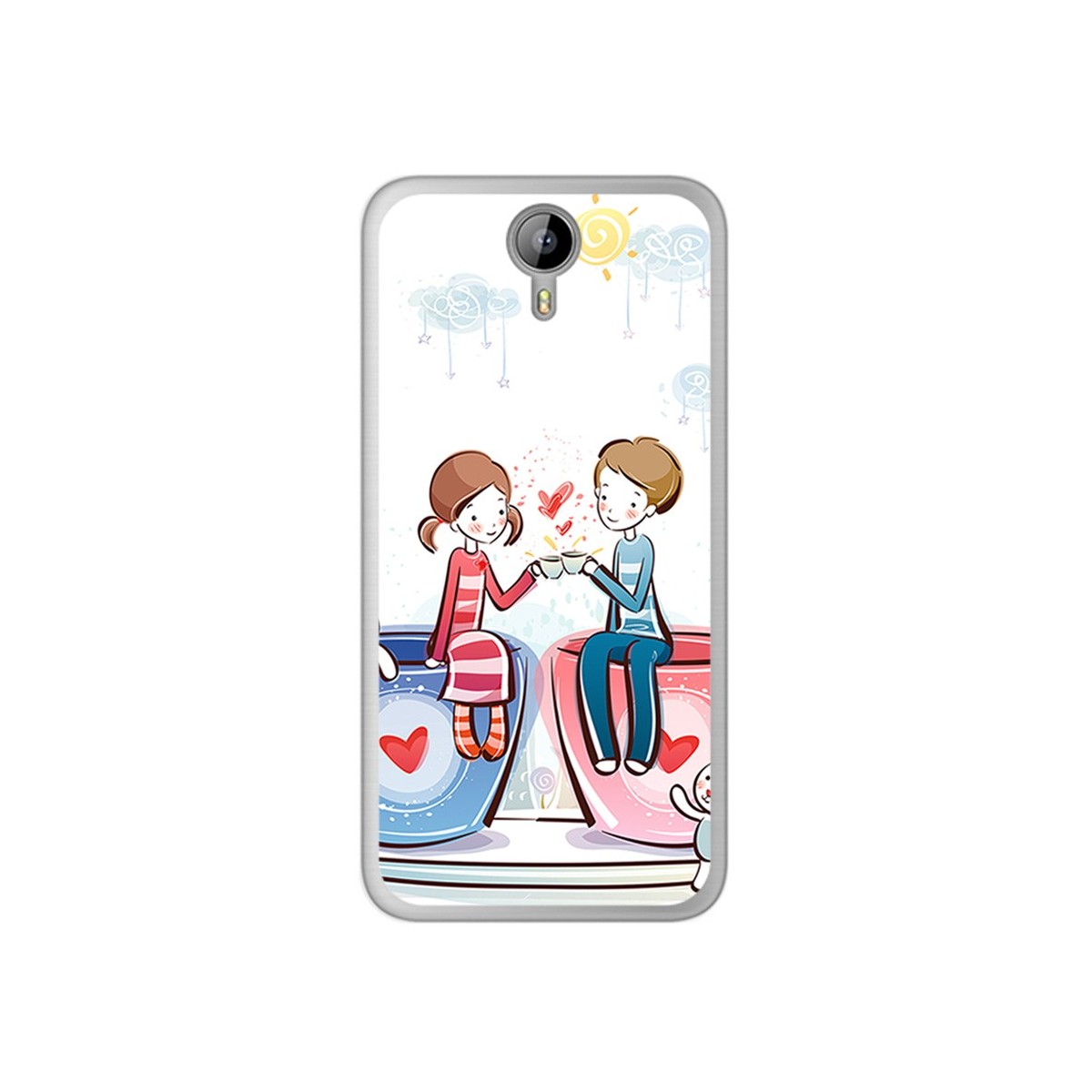 Funda Gel Tpu para Homtom HT3 Diseño Cafe Dibujos