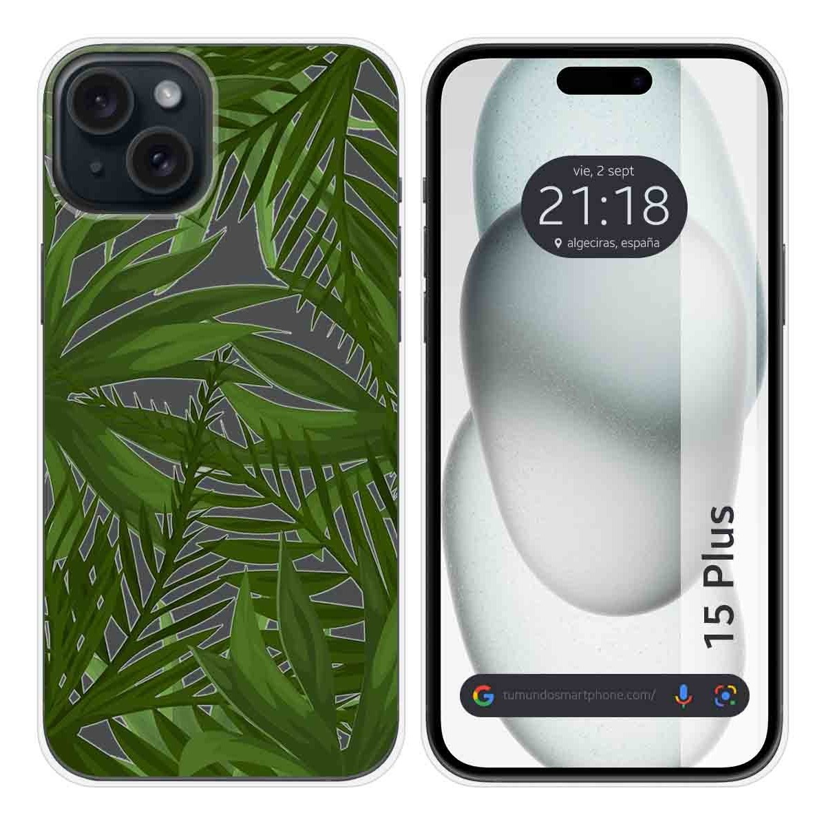 Funda Silicona Transparente compatible con IPhone 15 Plus (6.7) diseño Jungla Dibujos