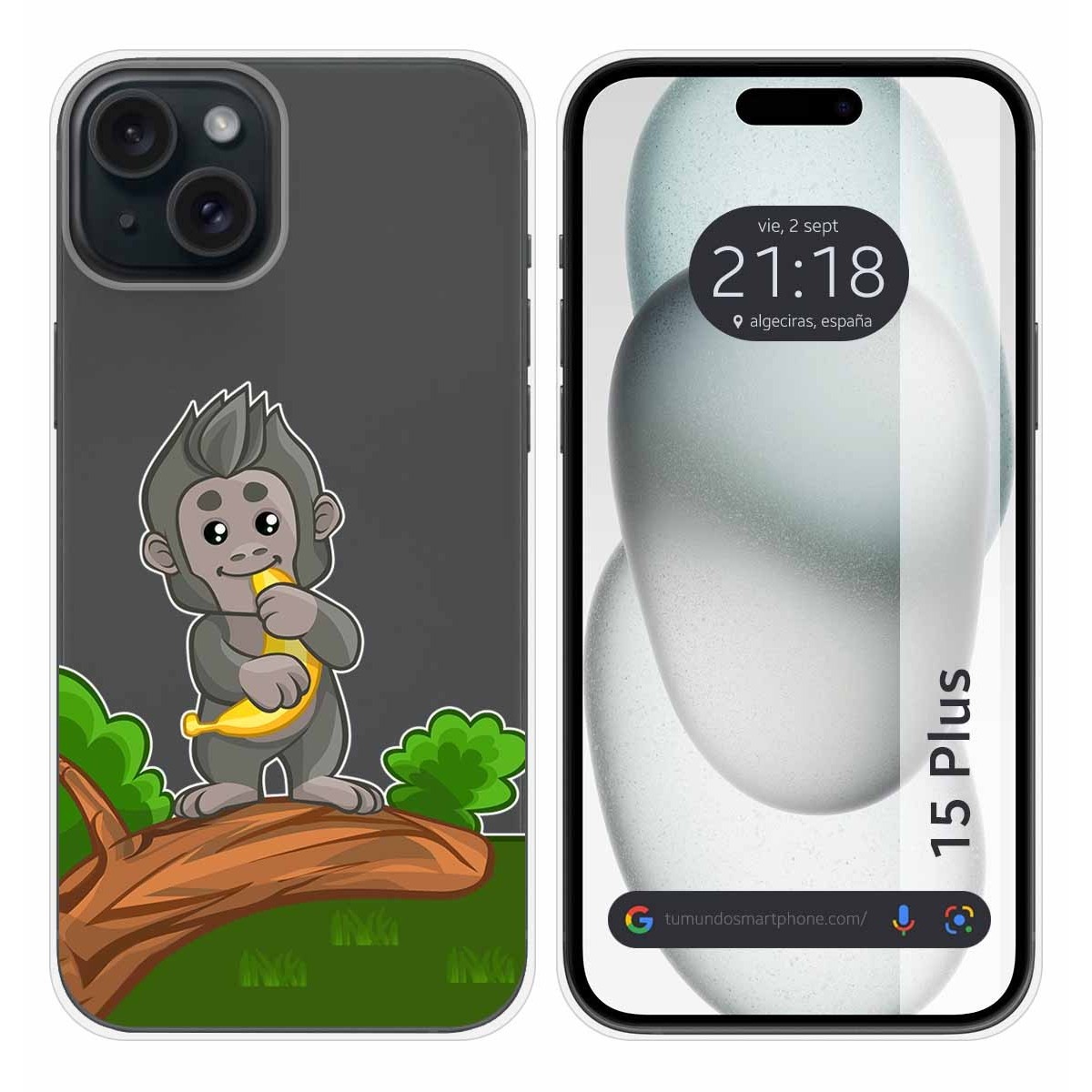 Funda Silicona Transparente compatible con IPhone 15 Plus (6.7) diseño Mono Dibujos
