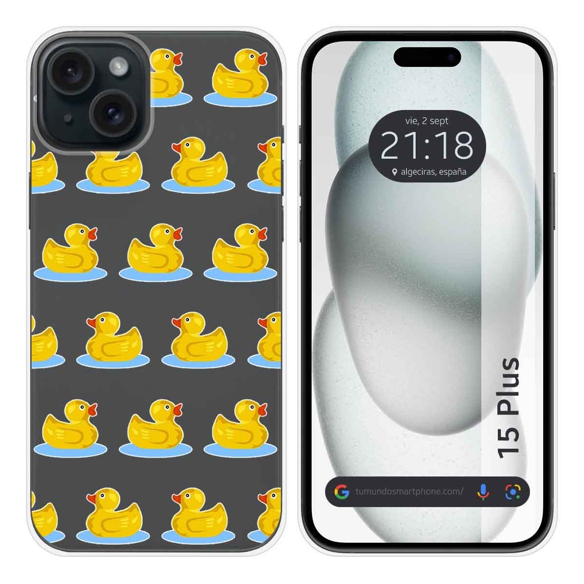 Funda Silicona Transparente compatible con IPhone 15 Plus (6.7) diseño Pato Dibujos