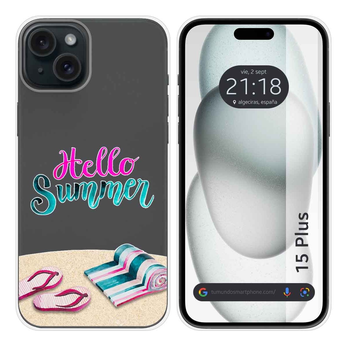Funda Silicona Transparente compatible con IPhone 15 Plus (6.7) diseño Summer Dibujos