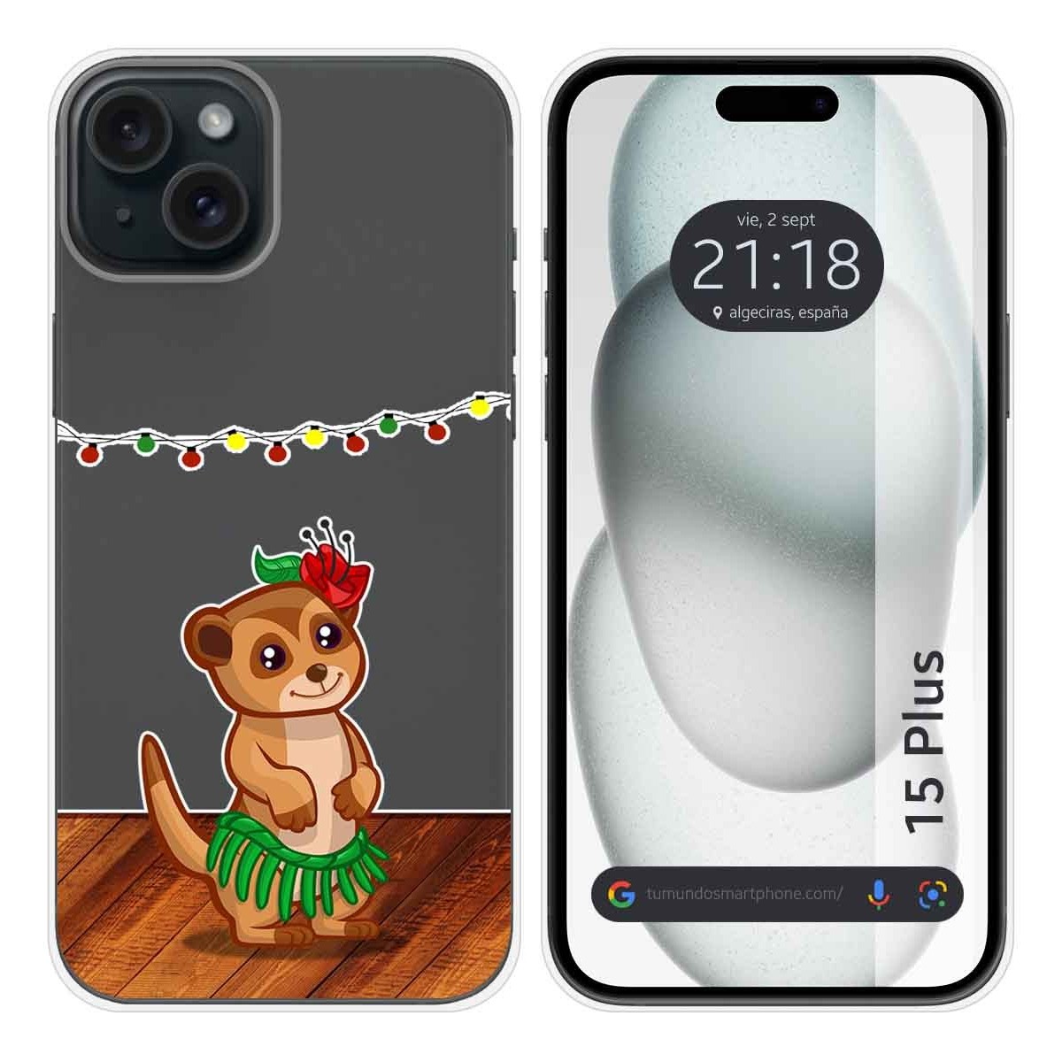 Funda Silicona Transparente compatible con IPhone 15 Plus (6.7) diseño Suricata Dibujos