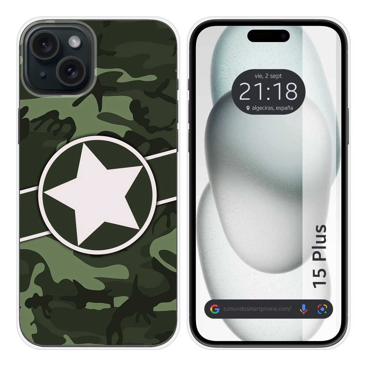 Funda Silicona compatible con IPhone 15 Plus (6.7) diseño Camuflaje 01 Dibujos