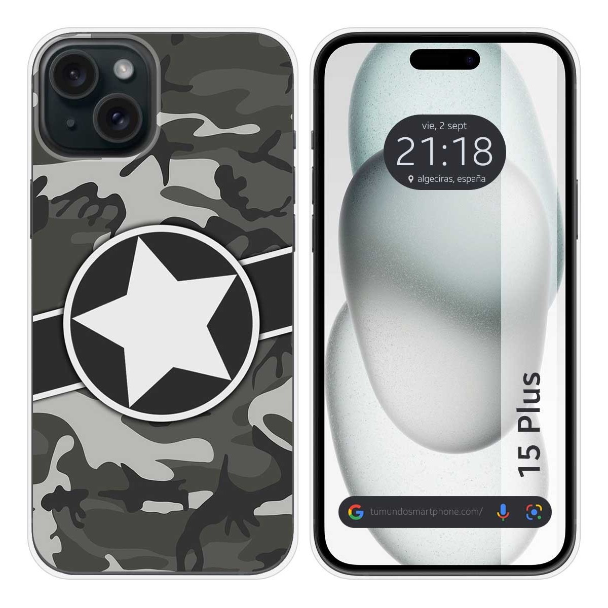 Funda Silicona compatible con IPhone 15 Plus (6.7) diseño Camuflaje 02 Dibujos