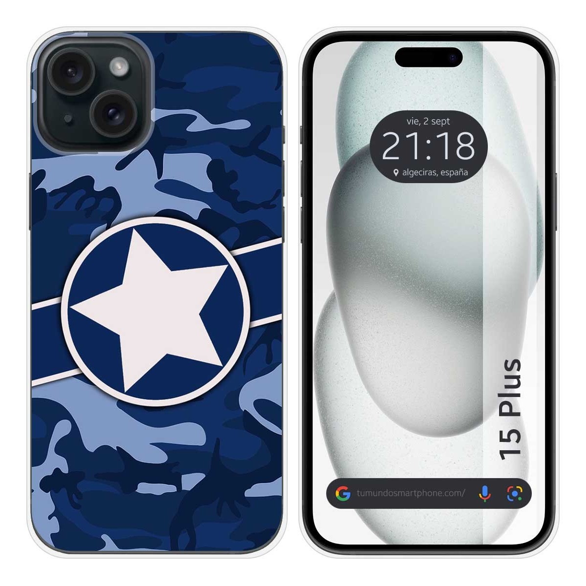 Funda Silicona compatible con IPhone 15 Plus (6.7) diseño Camuflaje 03 Dibujos