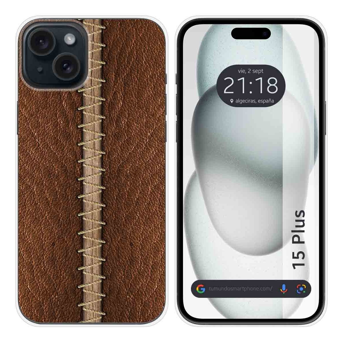 Funda Silicona compatible con IPhone 15 Plus (6.7) diseño Cuero 01 Dibujos