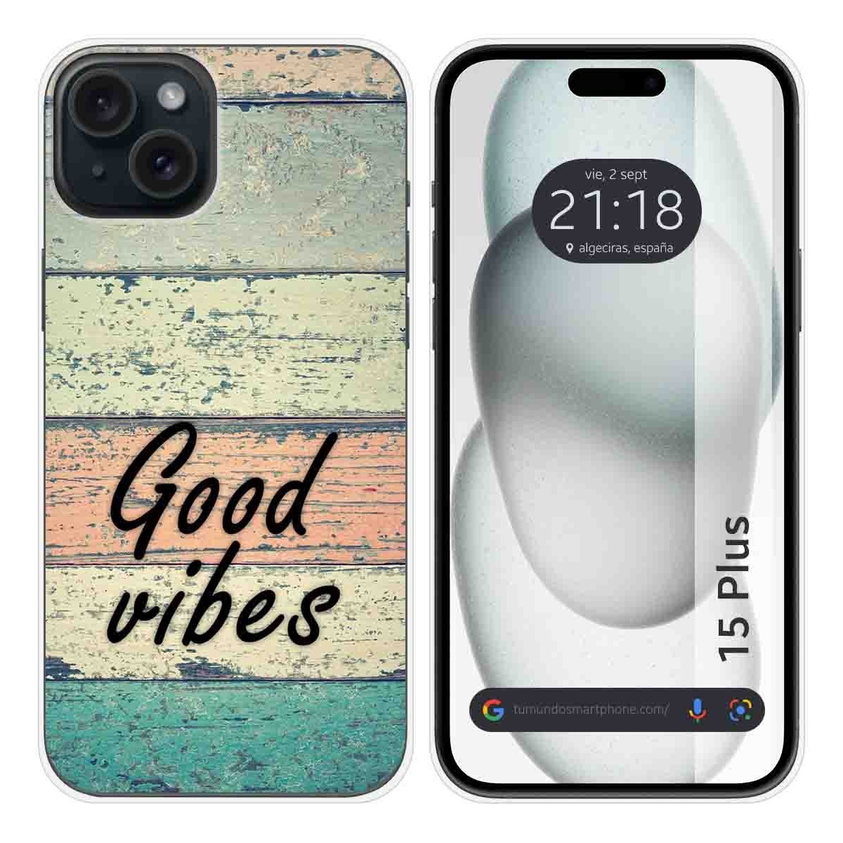 Funda Silicona compatible con IPhone 15 Plus (6.7) diseño Madera 01 Dibujos