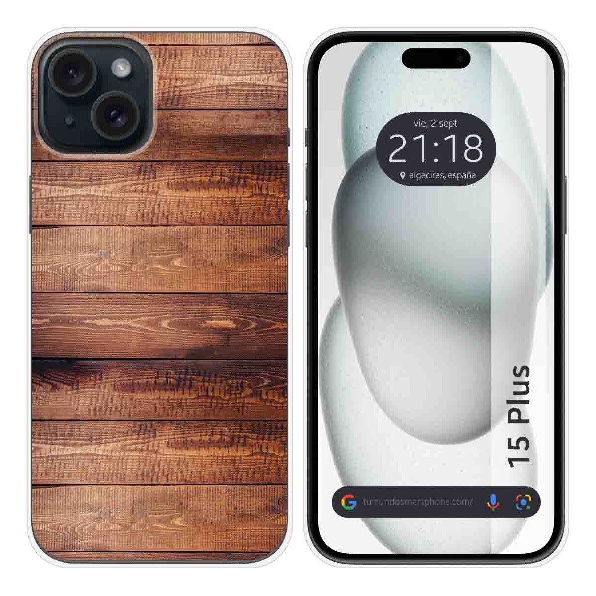 Funda Silicona compatible con IPhone 15 Plus (6.7) diseño Madera 02 Dibujos