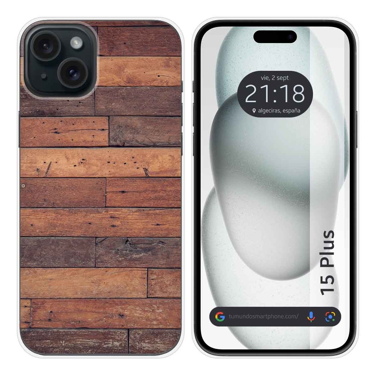 Funda Silicona compatible con IPhone 15 Plus (6.7) diseño Madera 03 Dibujos