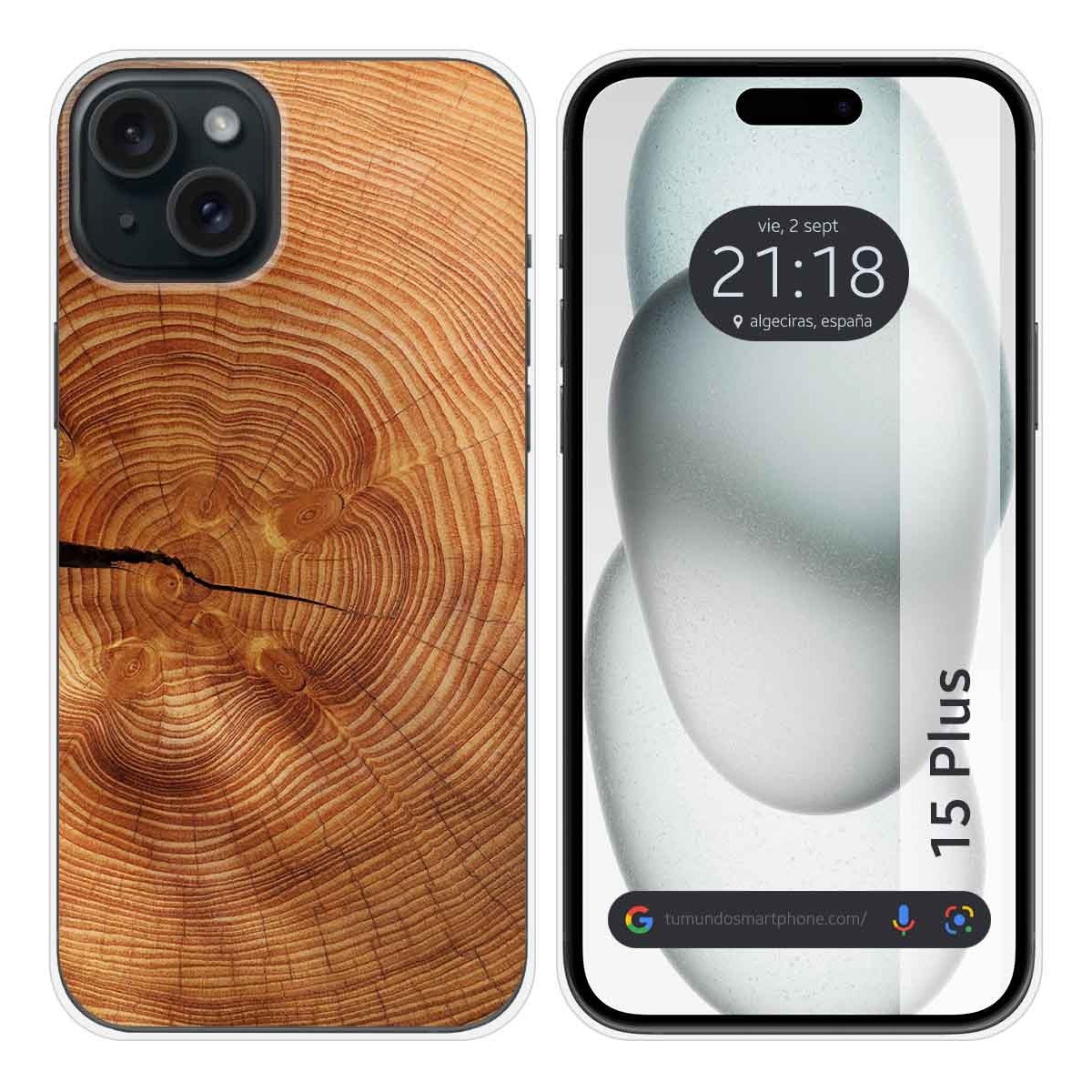 Funda Silicona compatible con IPhone 15 Plus (6.7) diseño Madera 04 Dibujos