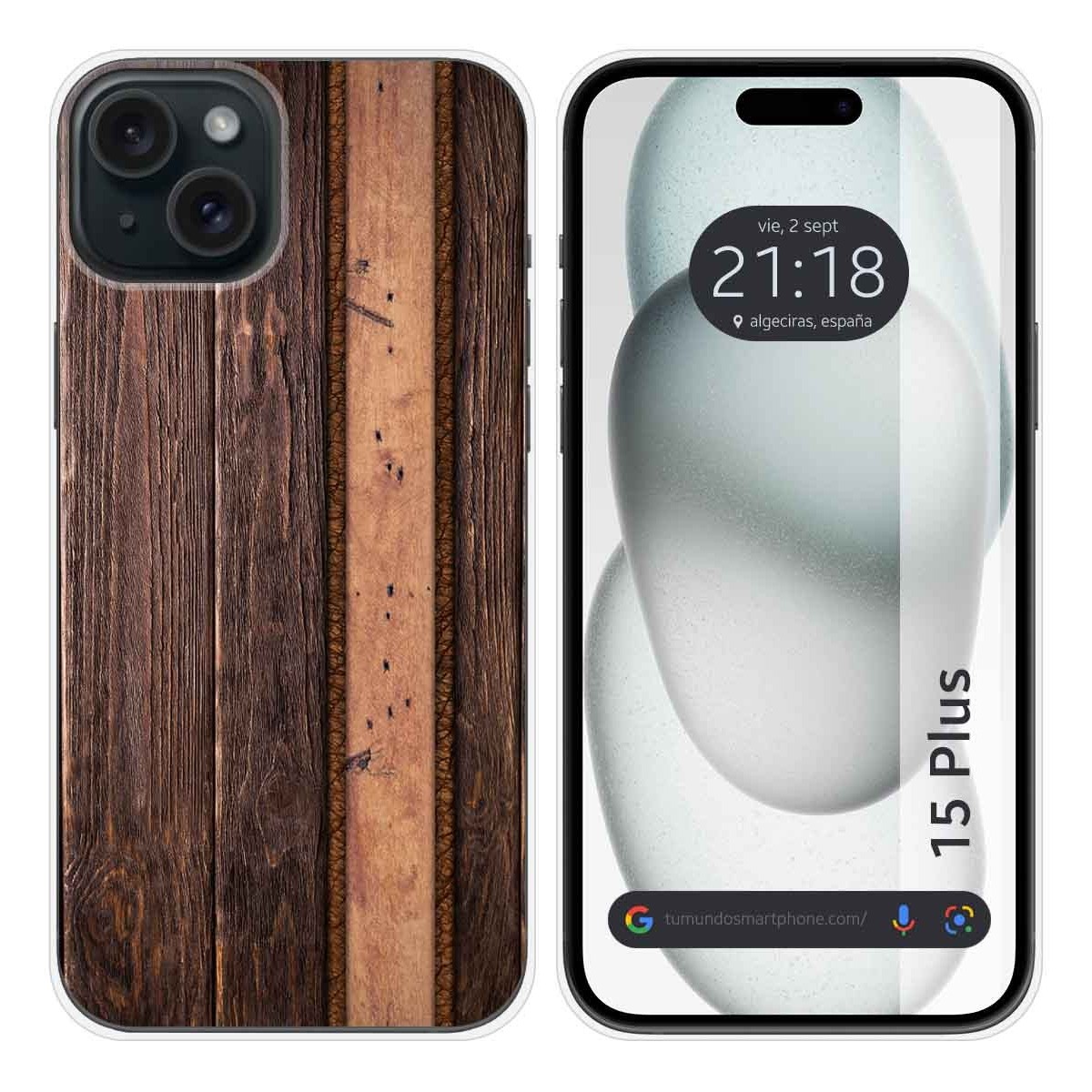 Funda Silicona compatible con IPhone 15 Plus (6.7) diseño Madera 05 Dibujos