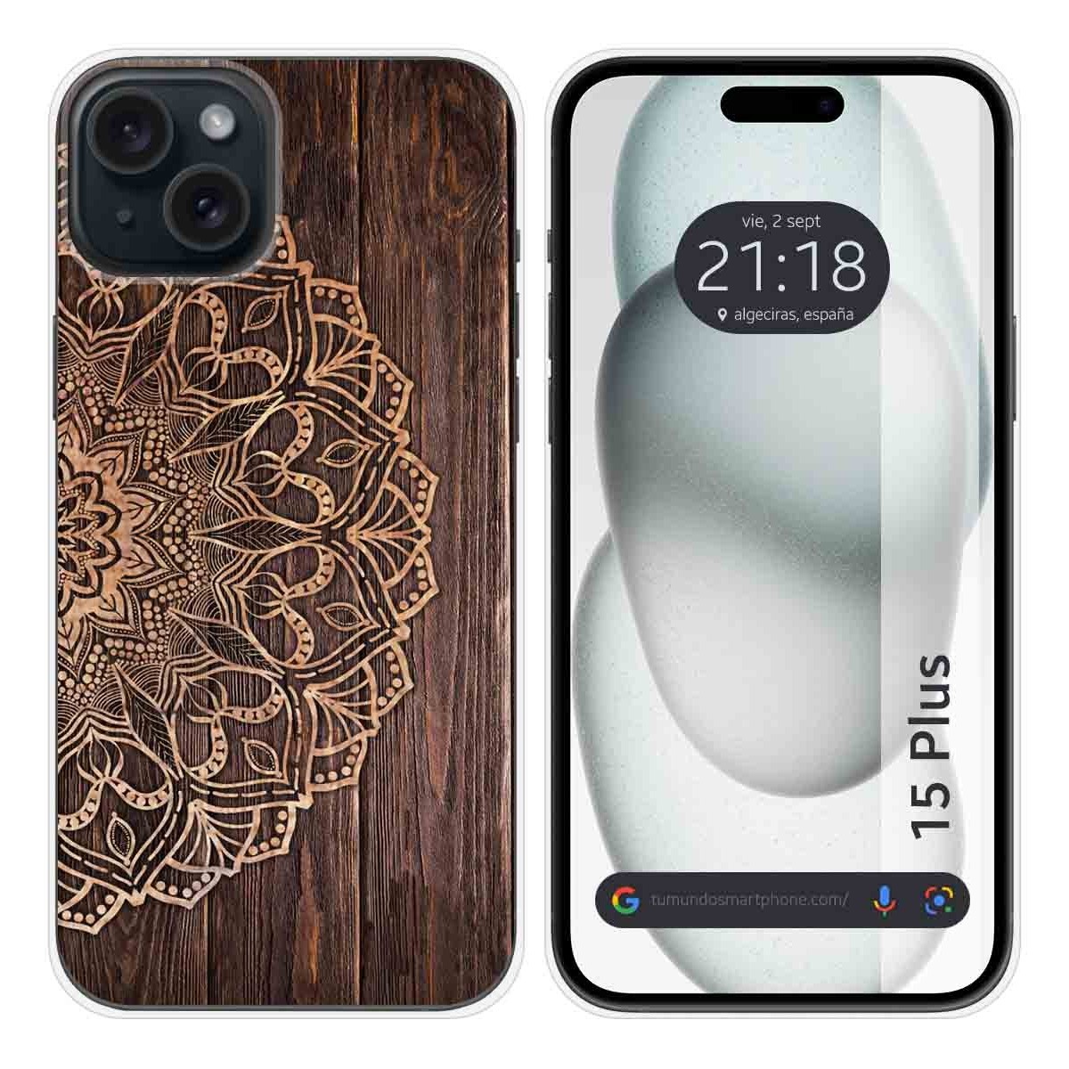 Funda Silicona compatible con IPhone 15 Plus (6.7) diseño Madera 06 Dibujos