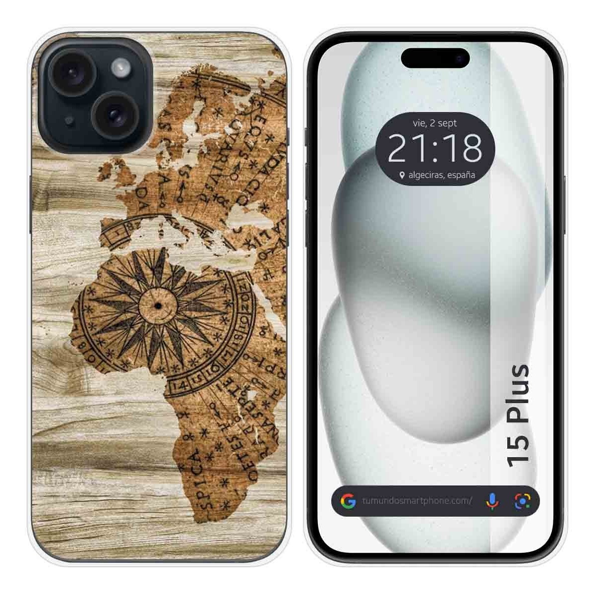 Funda Silicona compatible con IPhone 15 Plus (6.7) diseño Madera 07 Dibujos