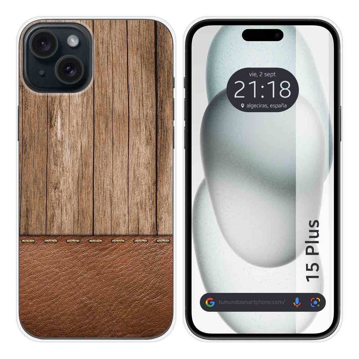 Funda Silicona compatible con IPhone 15 Plus (6.7) diseño Madera 09 Dibujos