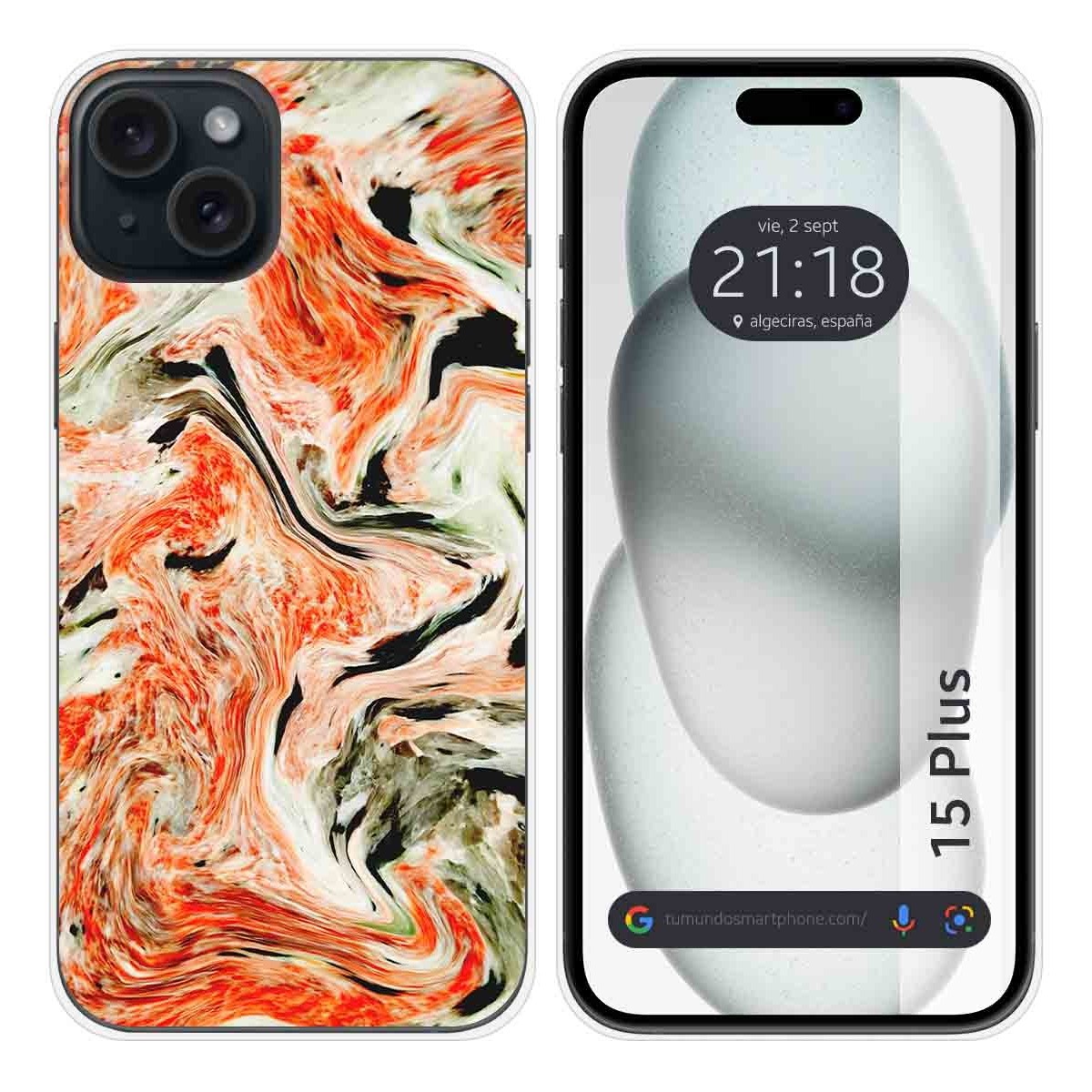 Funda Silicona compatible con IPhone 15 Plus (6.7) diseño Mármol 12 Dibujos