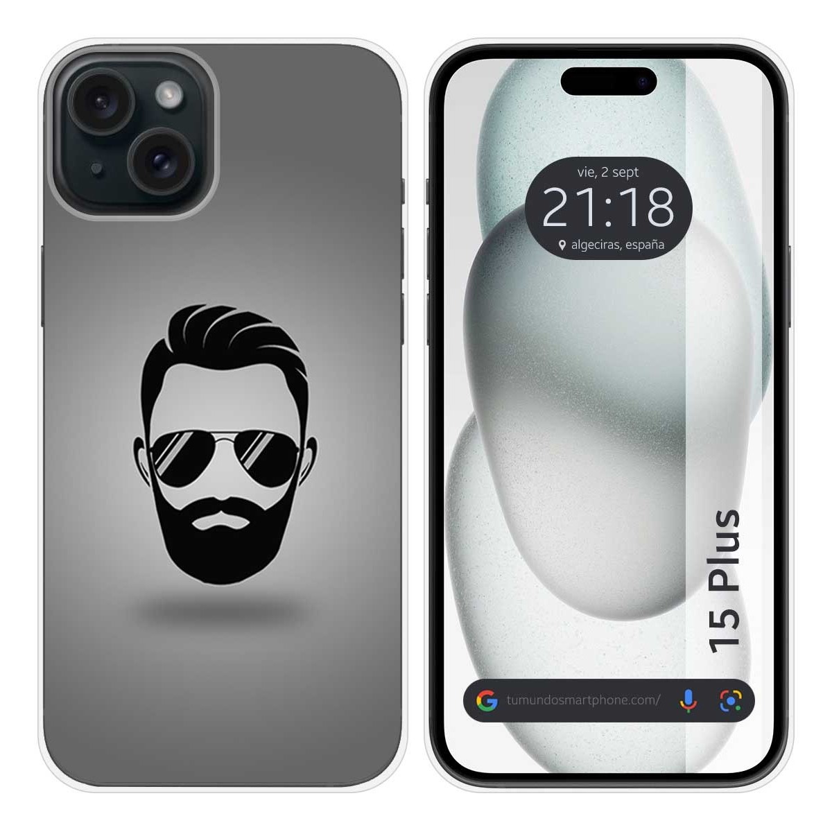 Funda Silicona compatible con IPhone 15 Plus (6.7) diseño Barba Dibujos