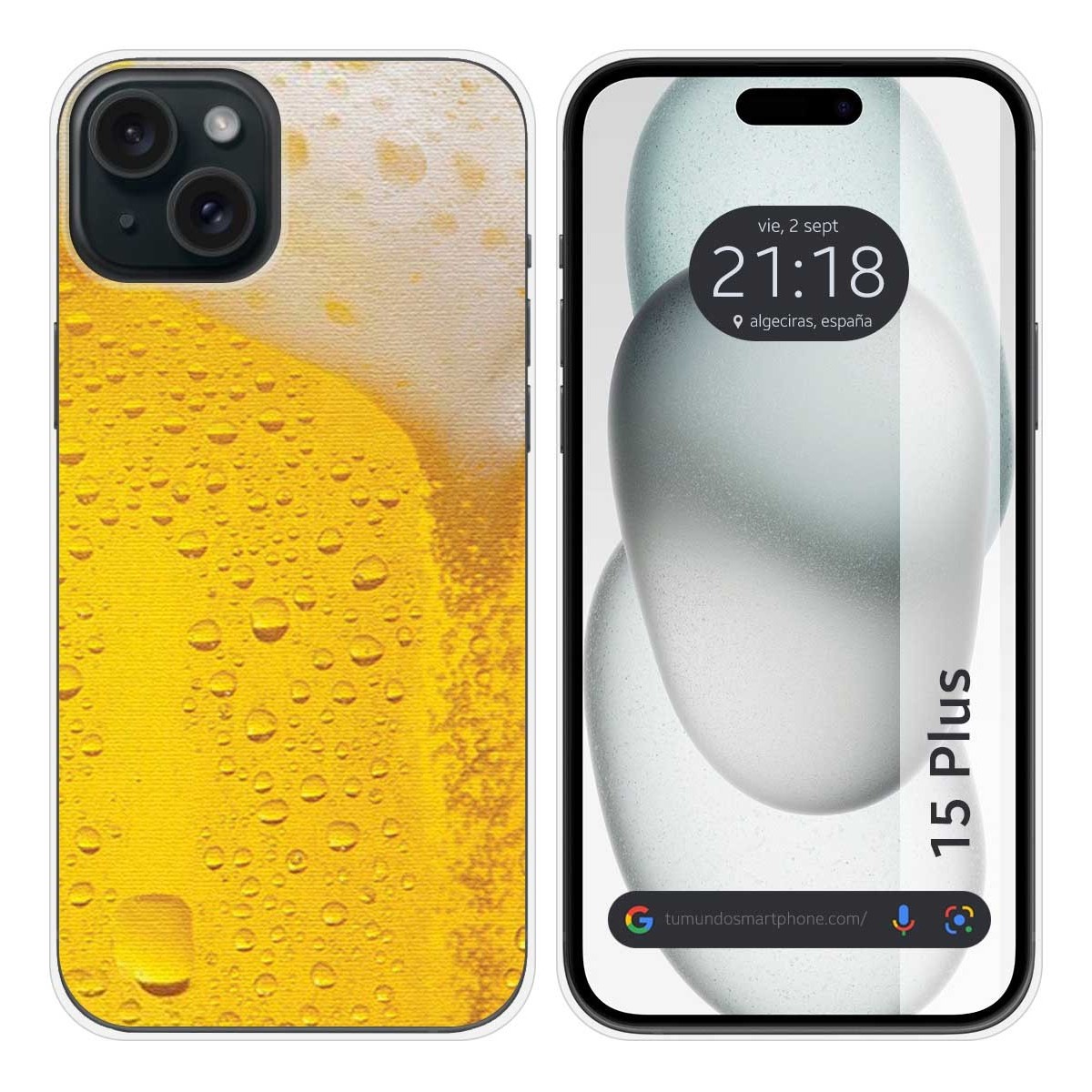Funda Silicona compatible con IPhone 15 Plus (6.7) diseño Cerveza Dibujos