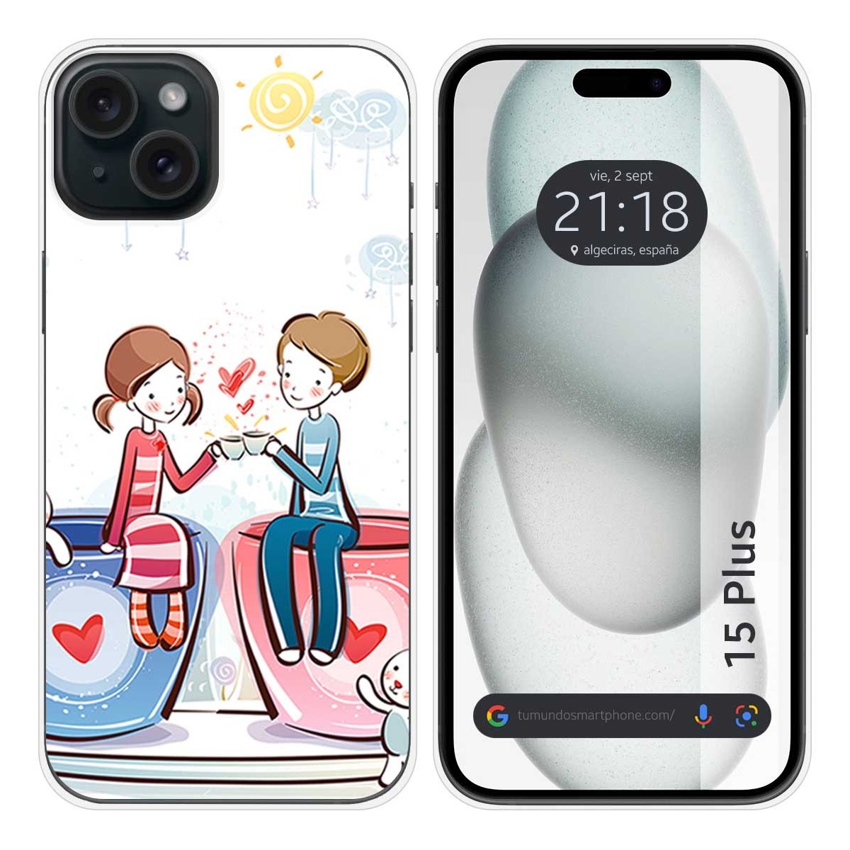 Funda Silicona compatible con IPhone 15 Plus (6.7) diseño Café Dibujos