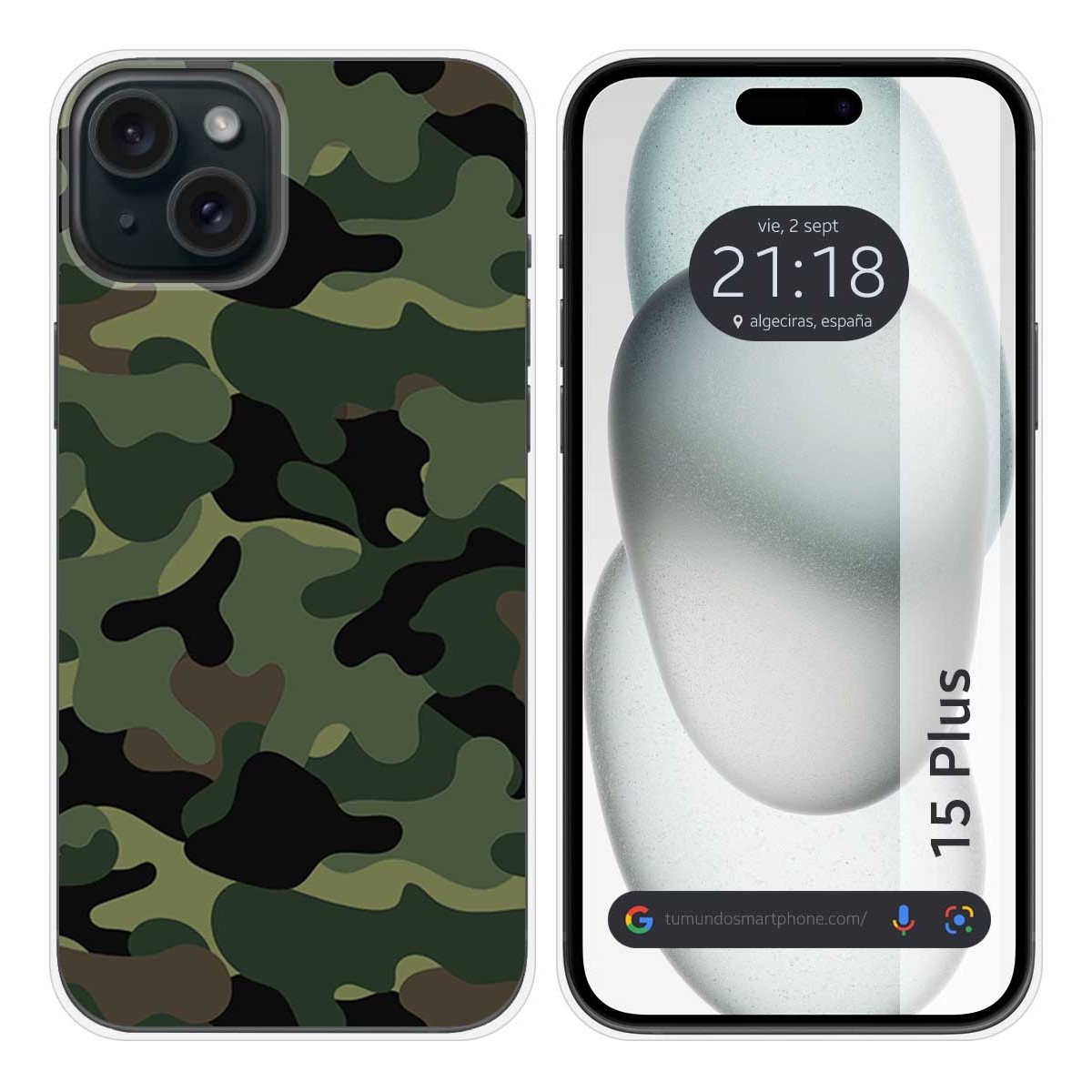 Funda Silicona compatible con IPhone 15 Plus (6.7) diseño Camuflaje Dibujos