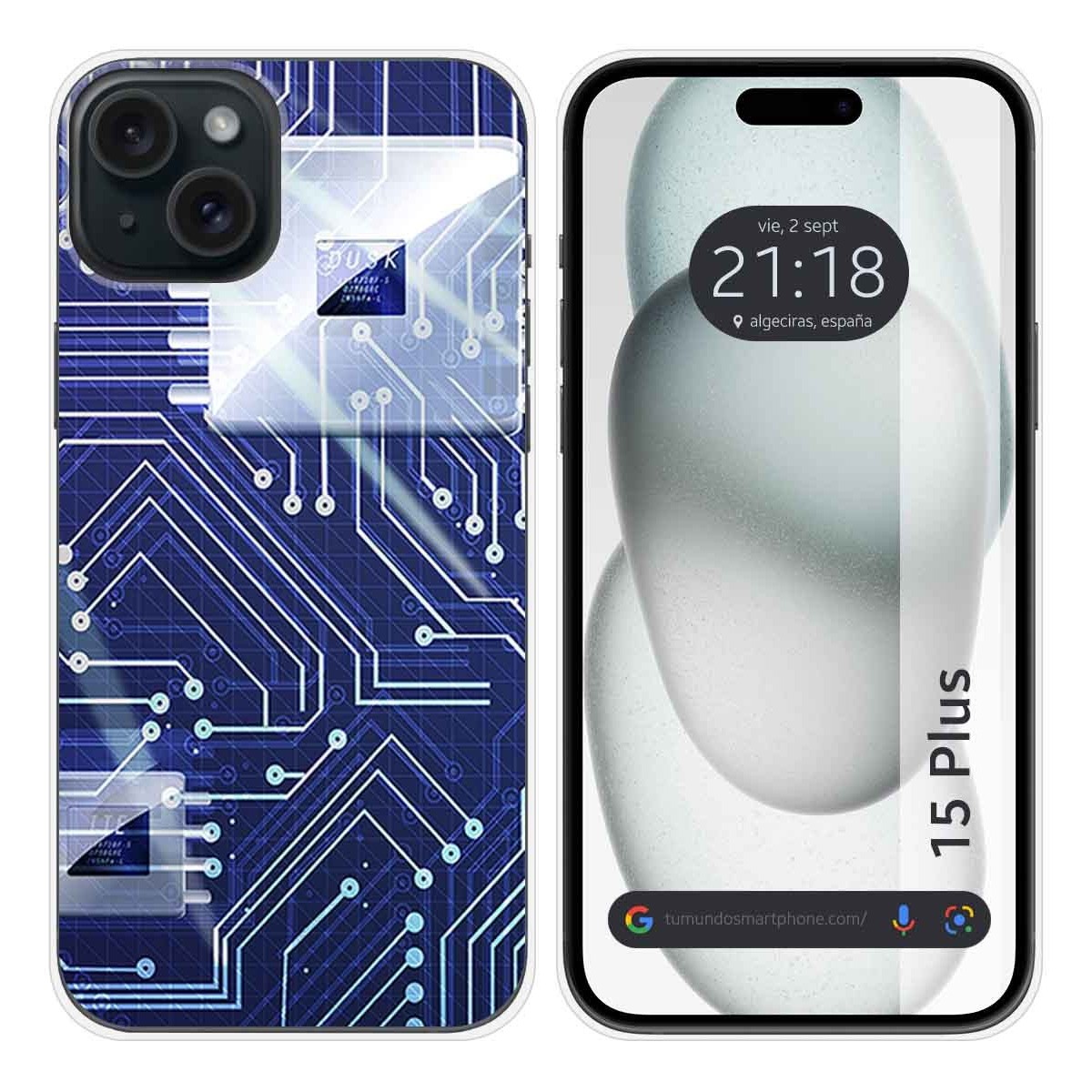 Funda Silicona compatible con IPhone 15 Plus (6.7) diseño Circuito Dibujos