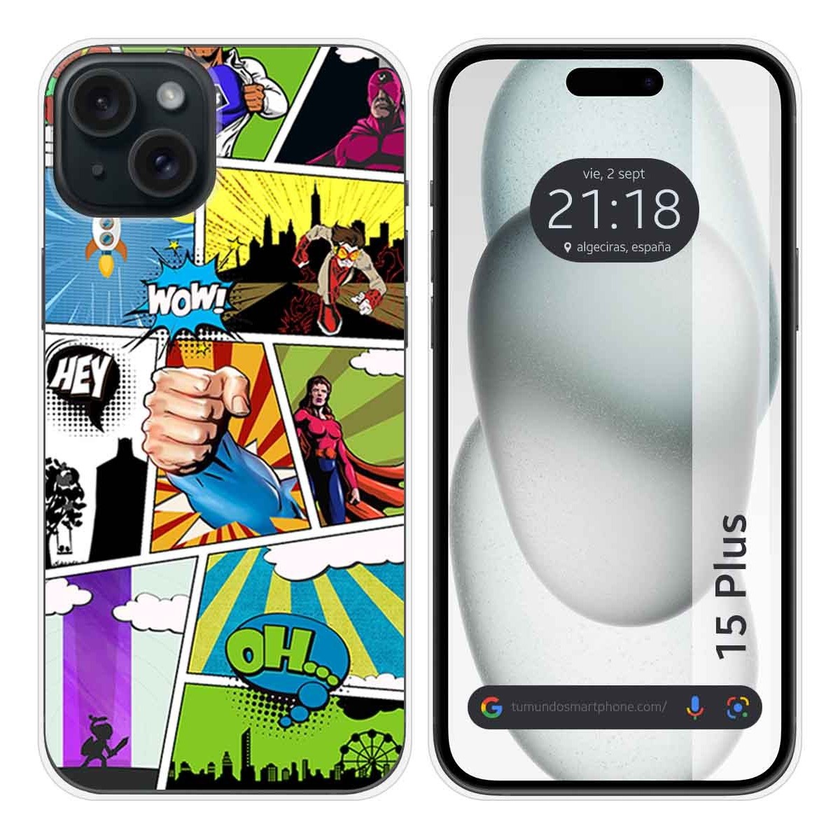 Funda Silicona compatible con IPhone 15 Plus (6.7) diseño Comic Dibujos