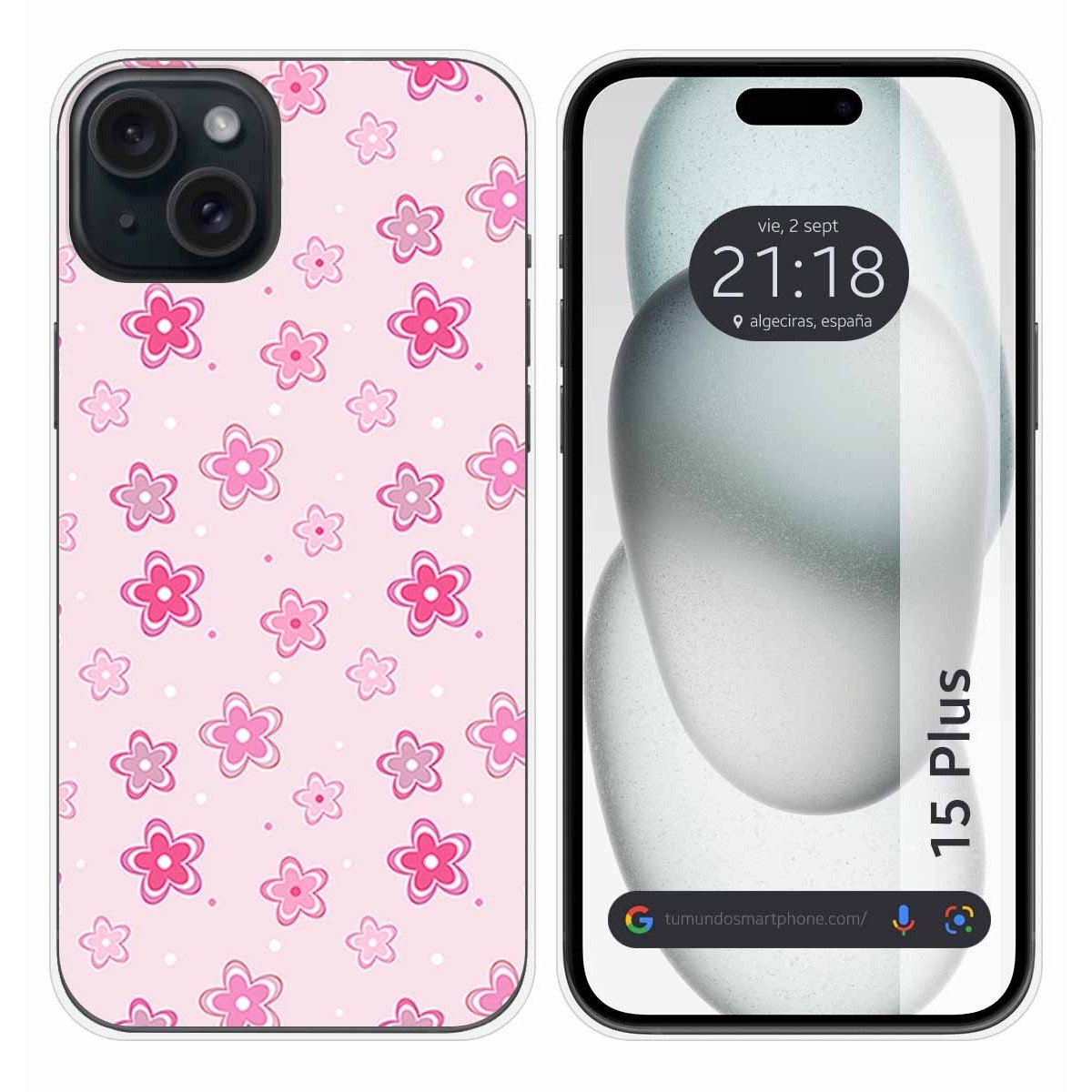 Funda Silicona compatible con IPhone 15 Plus (6.7) diseño Flores Dibujos