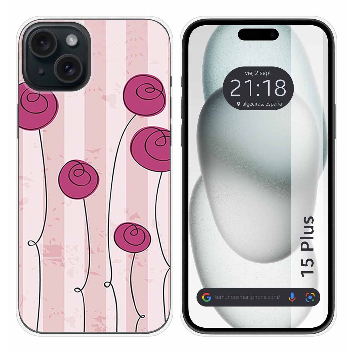 Funda Silicona compatible con IPhone 15 Plus (6.7) diseño Flores Vintage Dibujos