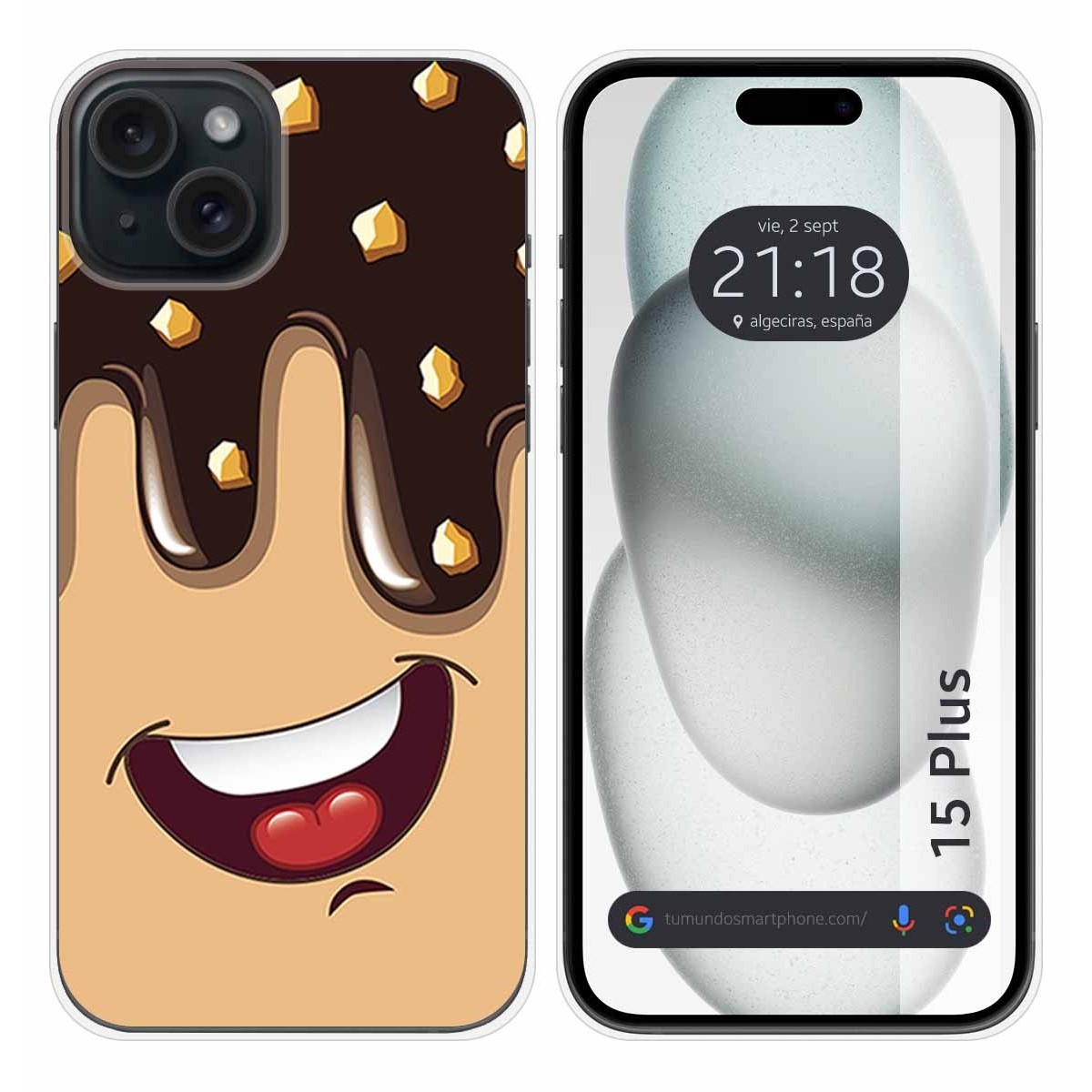Funda Silicona compatible con IPhone 15 Plus (6.7) diseño Helado Chocolate Dibujos