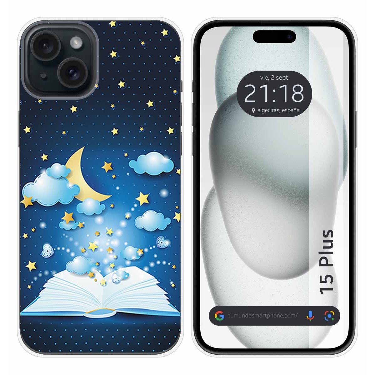 Funda Silicona compatible con IPhone 15 Plus (6.7) diseño Libro Cuentos Dibujos