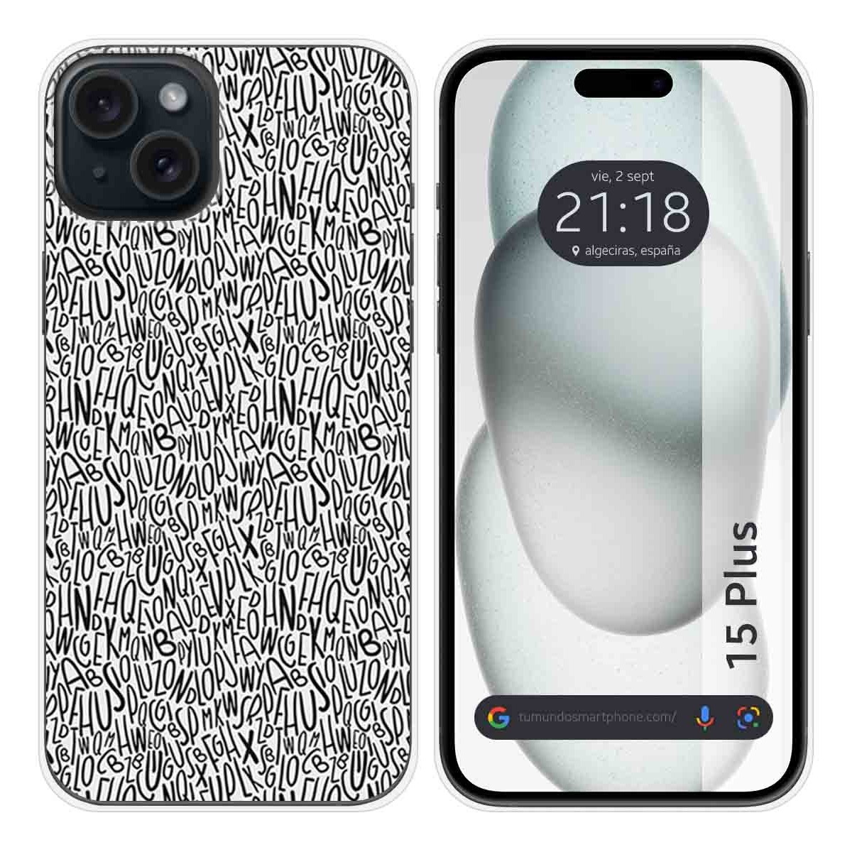 Funda Silicona compatible con IPhone 15 Plus (6.7) diseño Letras Dibujos