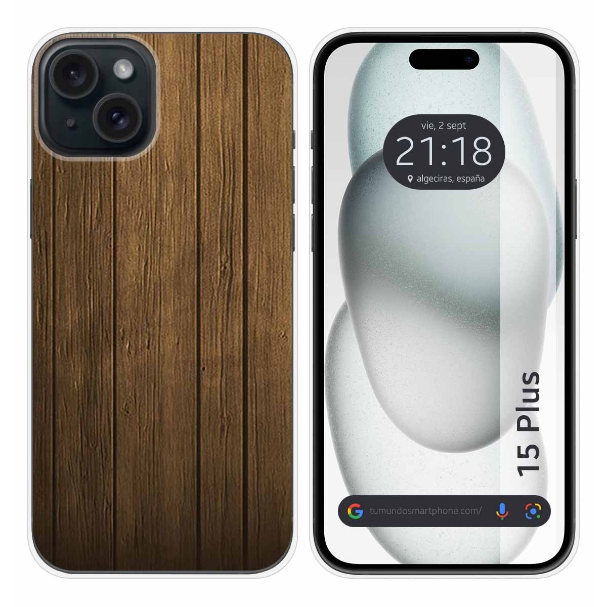 Funda Silicona compatible con IPhone 15 Plus (6.7) diseño Madera Dibujos