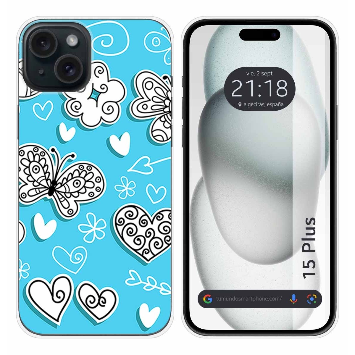 Funda Silicona compatible con IPhone 15 Plus (6.7) diseño Mariposas Dibujos