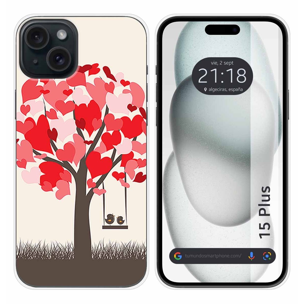 Funda Silicona compatible con IPhone 15 Plus (6.7) diseño Pajaritos Dibujos