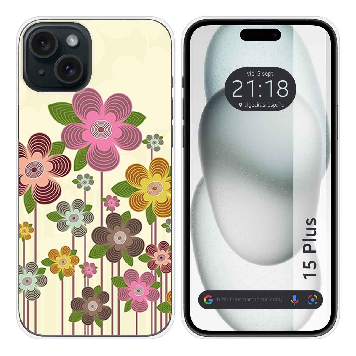 Funda Silicona compatible con IPhone 15 Plus (6.7) diseño Primavera En Flor Dibujos