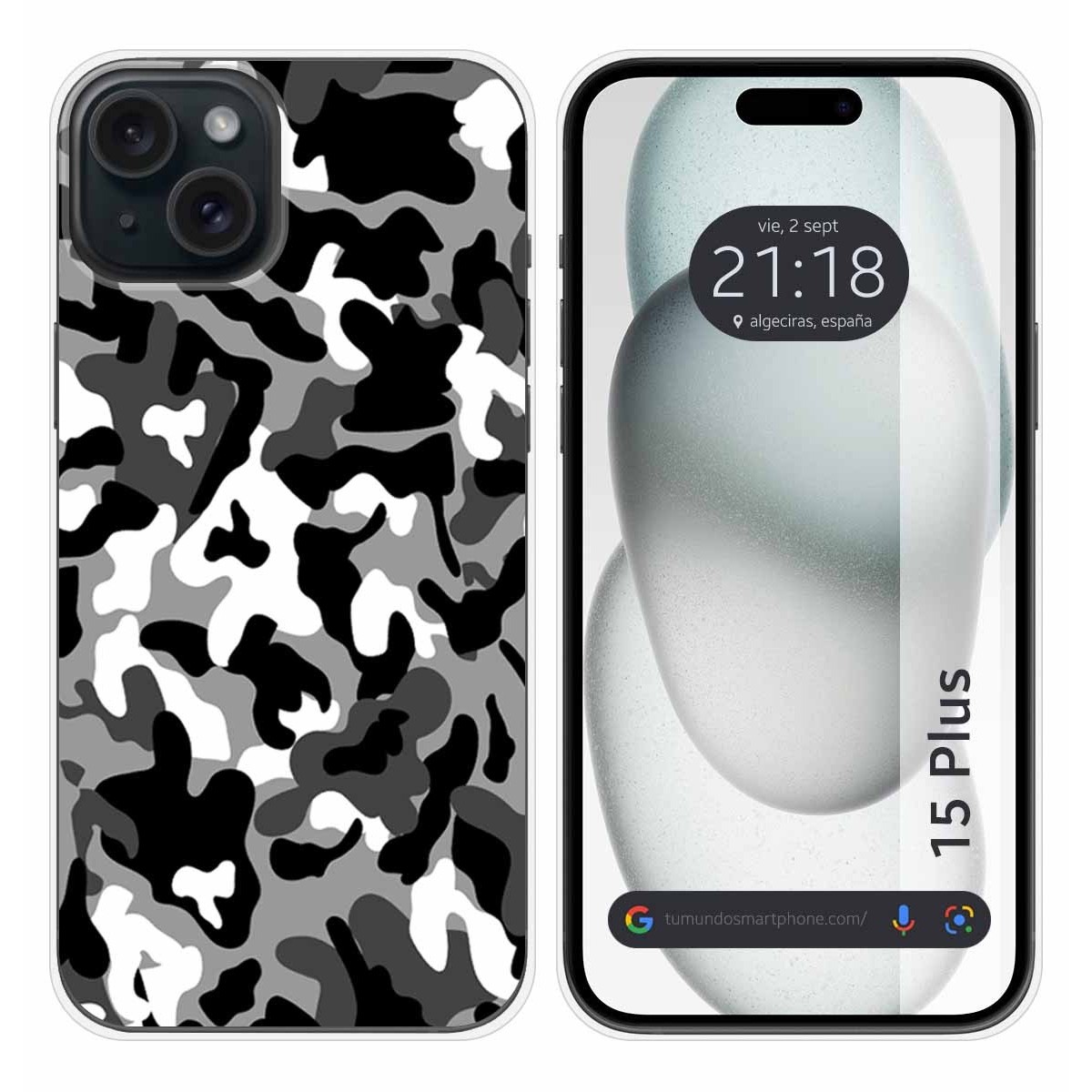 Funda Silicona compatible con IPhone 15 Plus (6.7) diseño Snow Camuflaje Dibujos