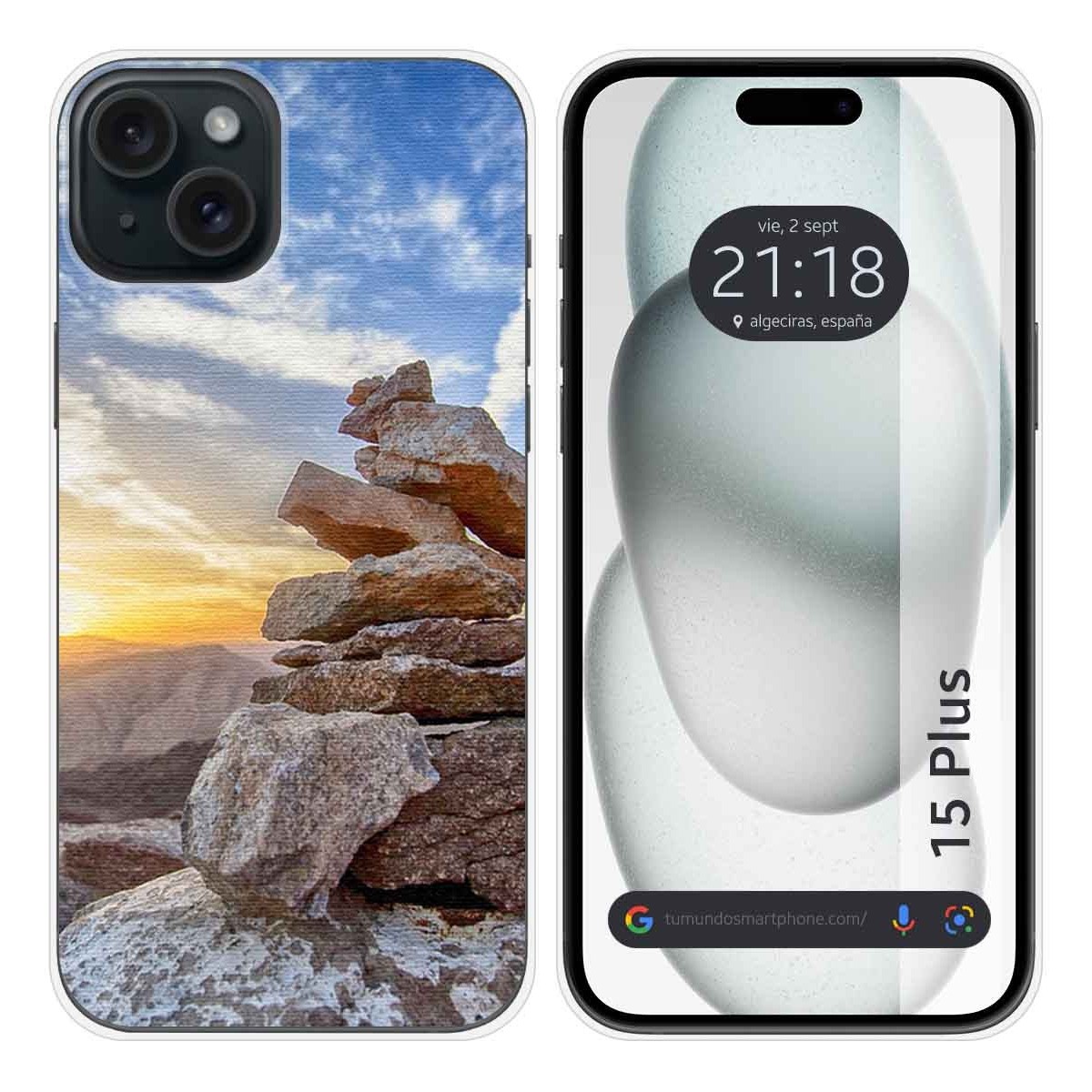 Funda Silicona compatible con IPhone 15 Plus (6.7) diseño Sunset Dibujos