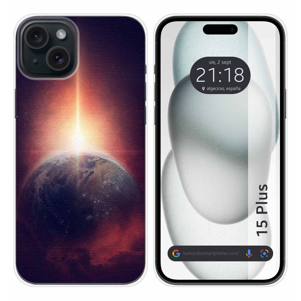 Funda Silicona compatible con IPhone 15 Plus (6.7) diseño Tierra Dibujos