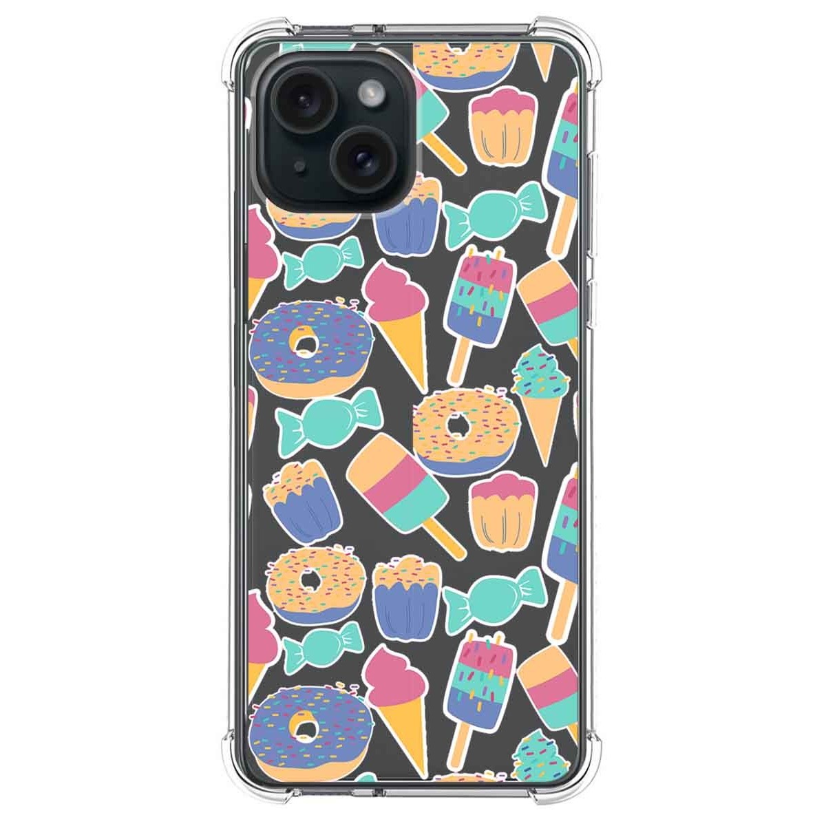 Funda Silicona Antigolpes compatible con IPhone 15 Plus (6.7) diseño Dulces 02 Dibujos