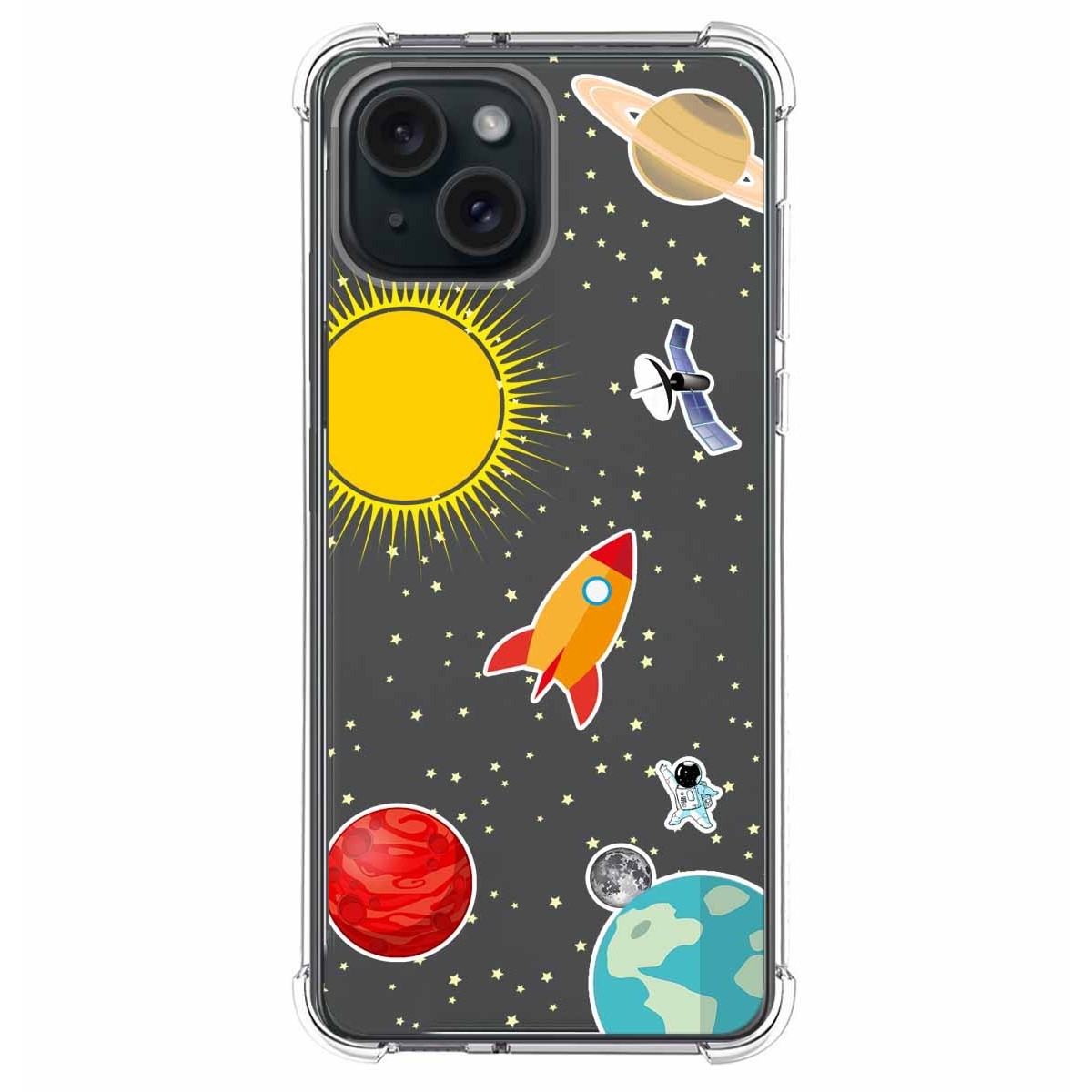 Funda Silicona Antigolpes compatible con IPhone 15 Plus (6.7) diseño Espacio Dibujos