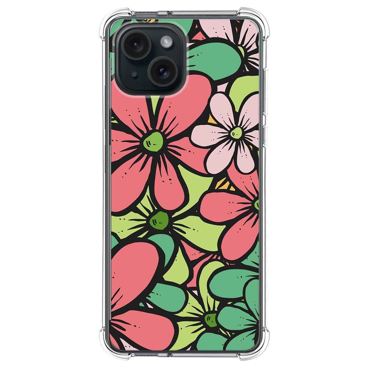Funda Silicona Antigolpes compatible con IPhone 15 Plus (6.7) diseño Flores 02 Dibujos