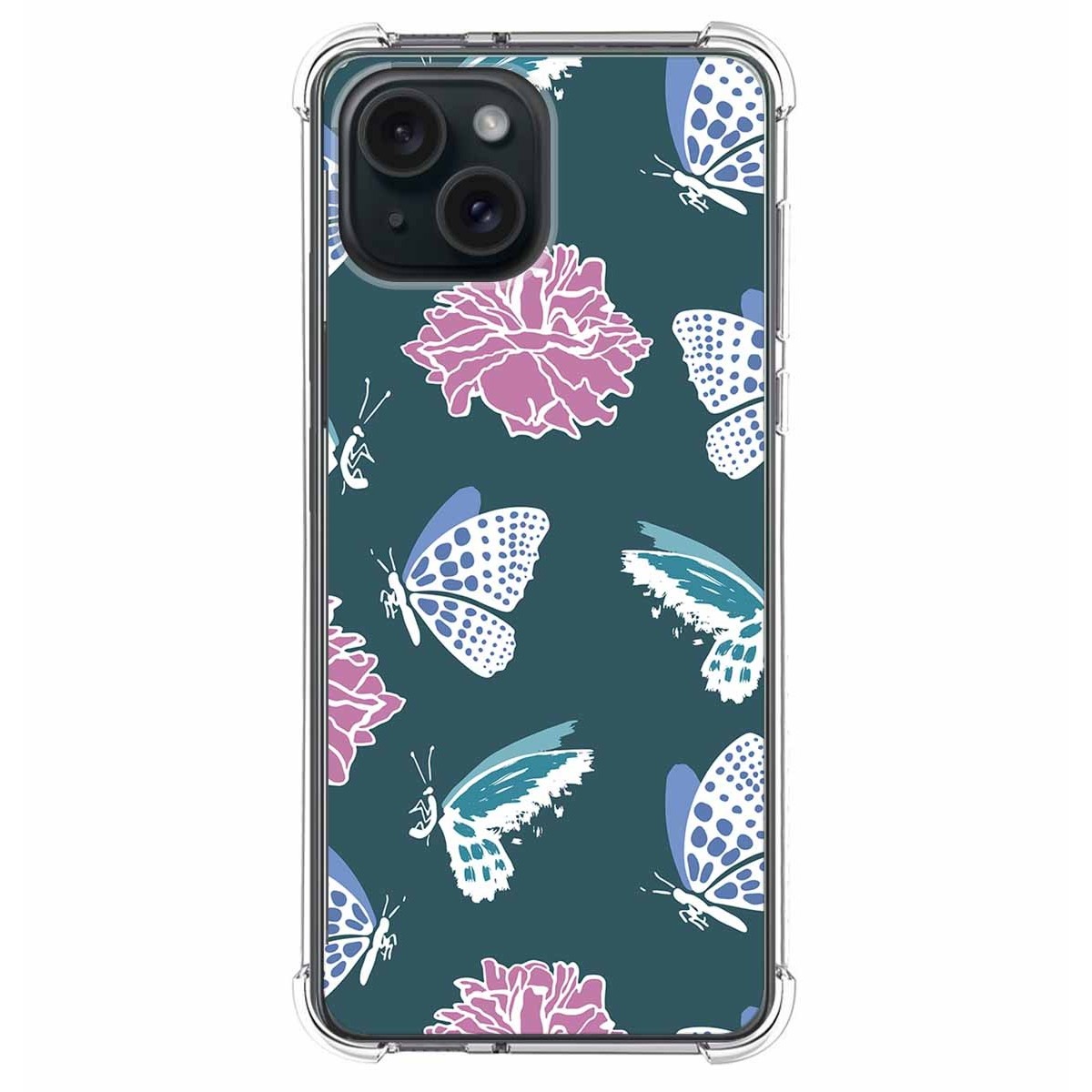 Funda Silicona Antigolpes compatible con IPhone 15 Plus (6.7) diseño Flores 10 Dibujos
