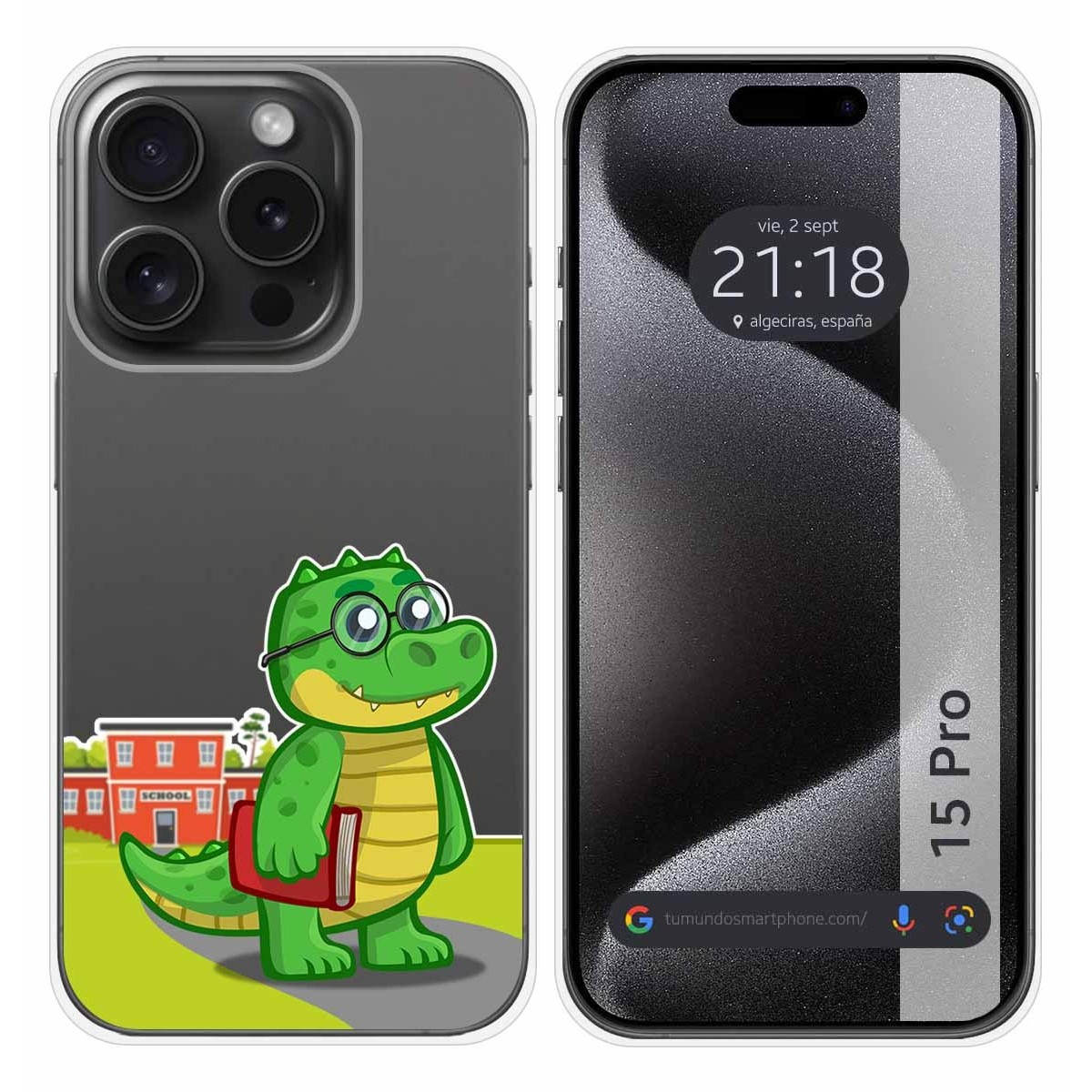 Funda Silicona Transparente compatible con IPhone 15 Pro (6.1) diseño Coco Dibujos