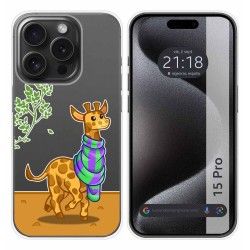 Funda Silicona Transparente compatible con IPhone 15 Pro (6.1) diseño Jirafa Dibujos