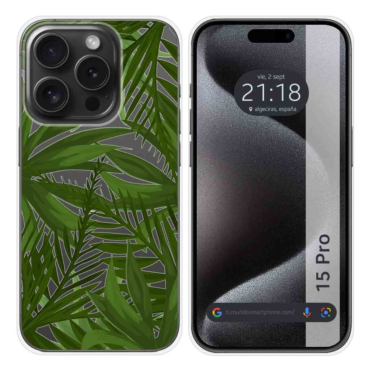 Funda Silicona Transparente compatible con IPhone 15 Pro (6.1) diseño Jungla Dibujos