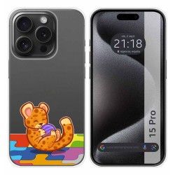 Funda Silicona Transparente compatible con IPhone 15 Pro (6.1) diseño Leopardo Dibujos