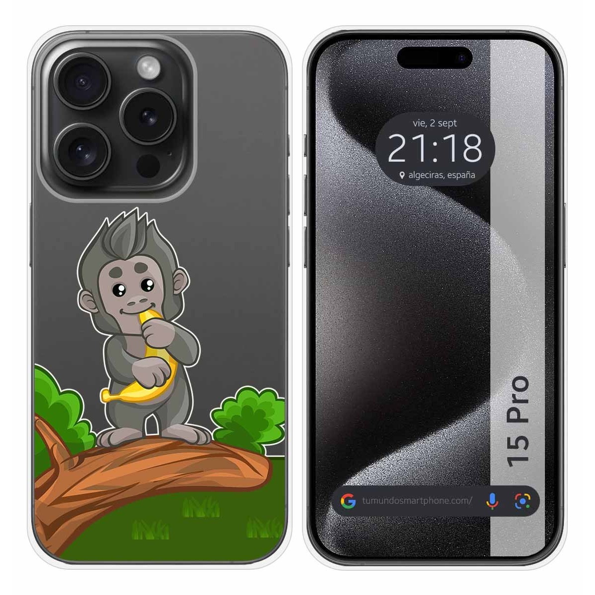 Funda Silicona Transparente compatible con IPhone 15 Pro (6.1) diseño Mono Dibujos