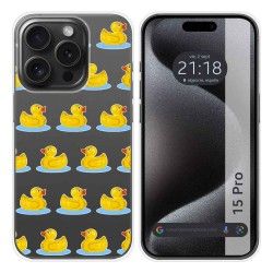 Funda Silicona Transparente compatible con IPhone 15 Pro (6.1) diseño Pato Dibujos